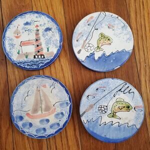 Mesa International Handmade 4.25" Round Coasters Nautical Design